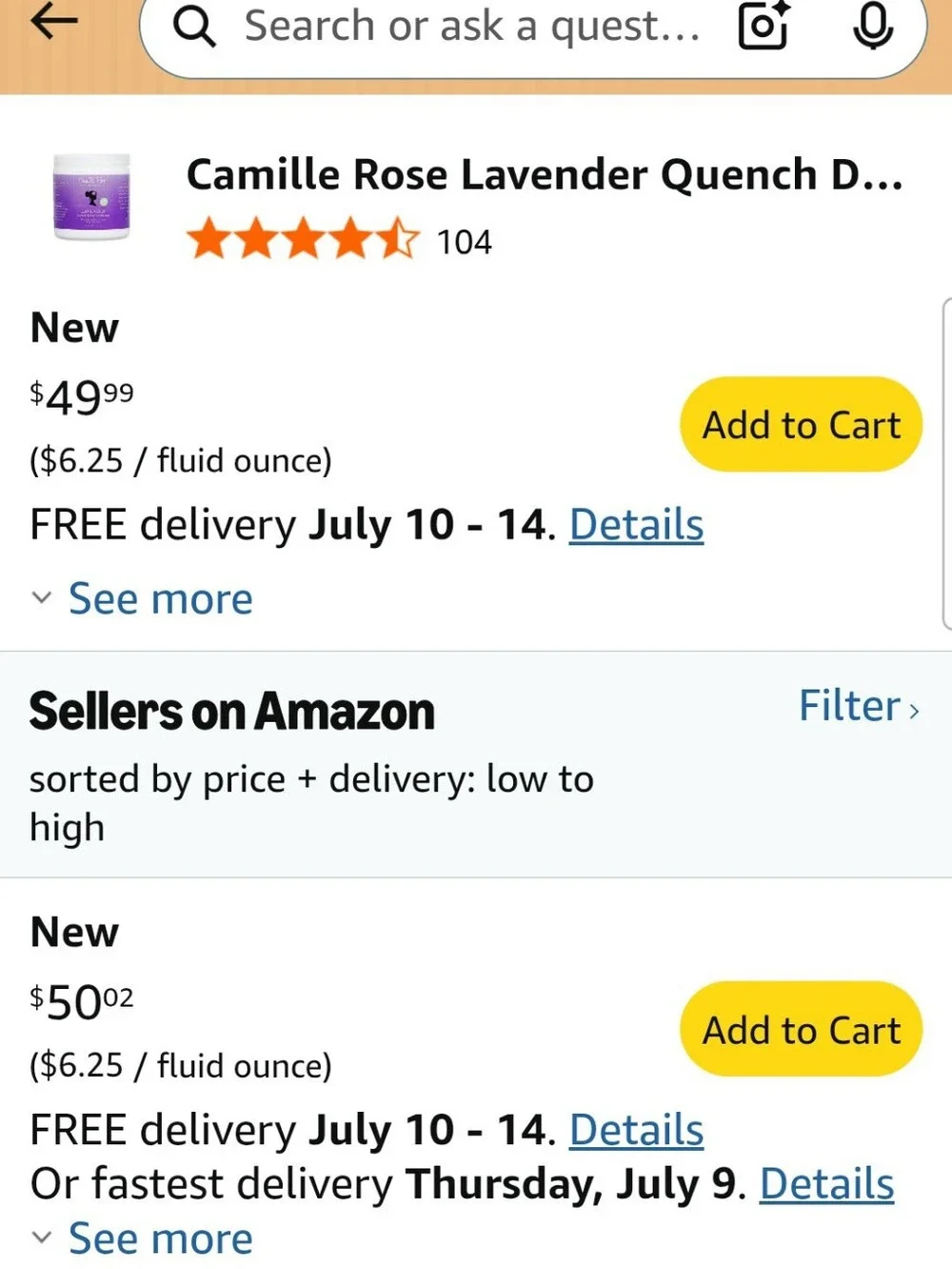 (1)Camille Rose Lavender Quench Deep Conditioner